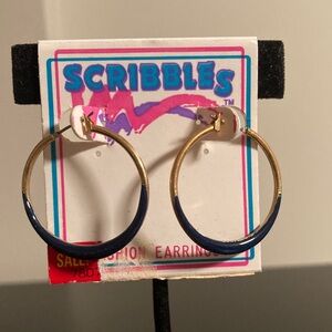 Scribbles Gold & Navy Enamel Hoop Earrings